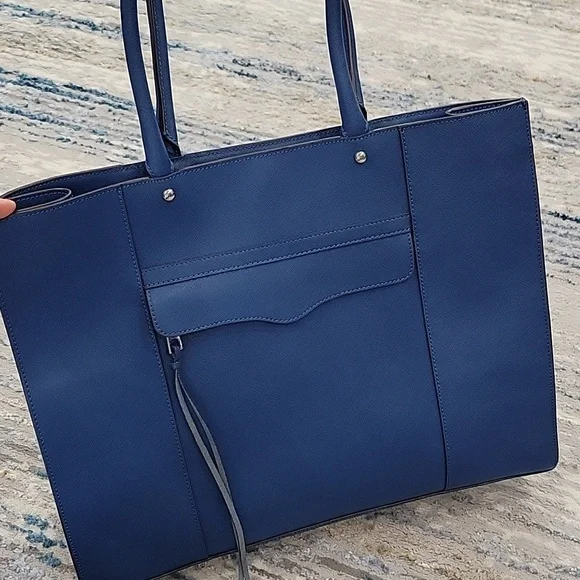 New! Never used! Rebecca Minkoff large blue leather handbag/tote - Picture 3 of 5
